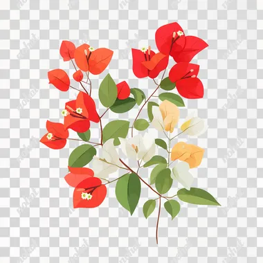 PNG Red Bougainvillea Vector Illustration PNG Red Bougainvillea Vector Illustration