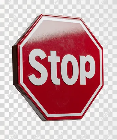 PNG Red Octagonal Stop Sign with White Letters for Commercial Use PNG Red Octagonal Stop Sign with White Letters for Commercial Use