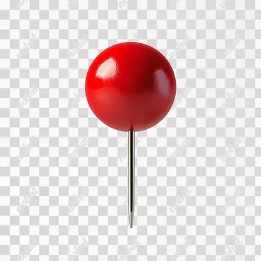 PNG Red Pushpin with Round Head and Short Point for Home Office Use