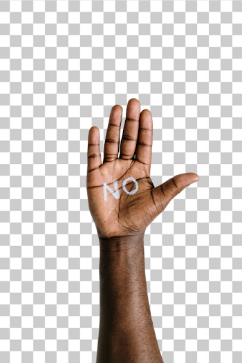 PNG Rejecting Negativity: Hand with 'No' Gesture