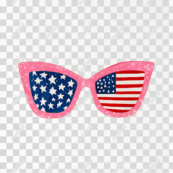 PNG Retro Pink Sunglasses with Patriotic Design