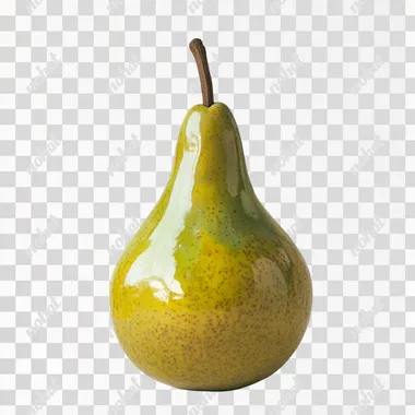 PNG Ripe yellow-green pear with glossy skin on a clean white setting