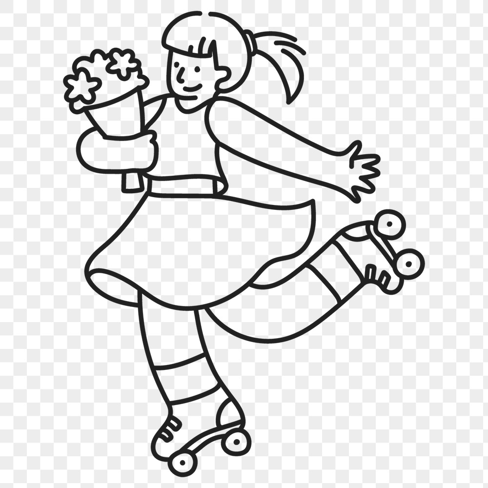 Png roller skating girl sticker, | Free PNG Illustration - rawpixel