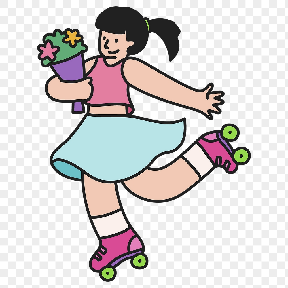Png roller skating girl sticker, | Free PNG Illustration - rawpixel