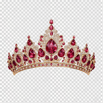 PNG Royal Tiara with Red Rubies and Diamonds