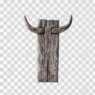 PNG Rustic Bull Horns on Weathered Fencepost PNG Rustic Bull Horns on Weathered Fencepost