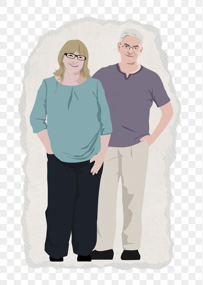 PNG senior couple, standing characters, | Free PNG - rawpixel