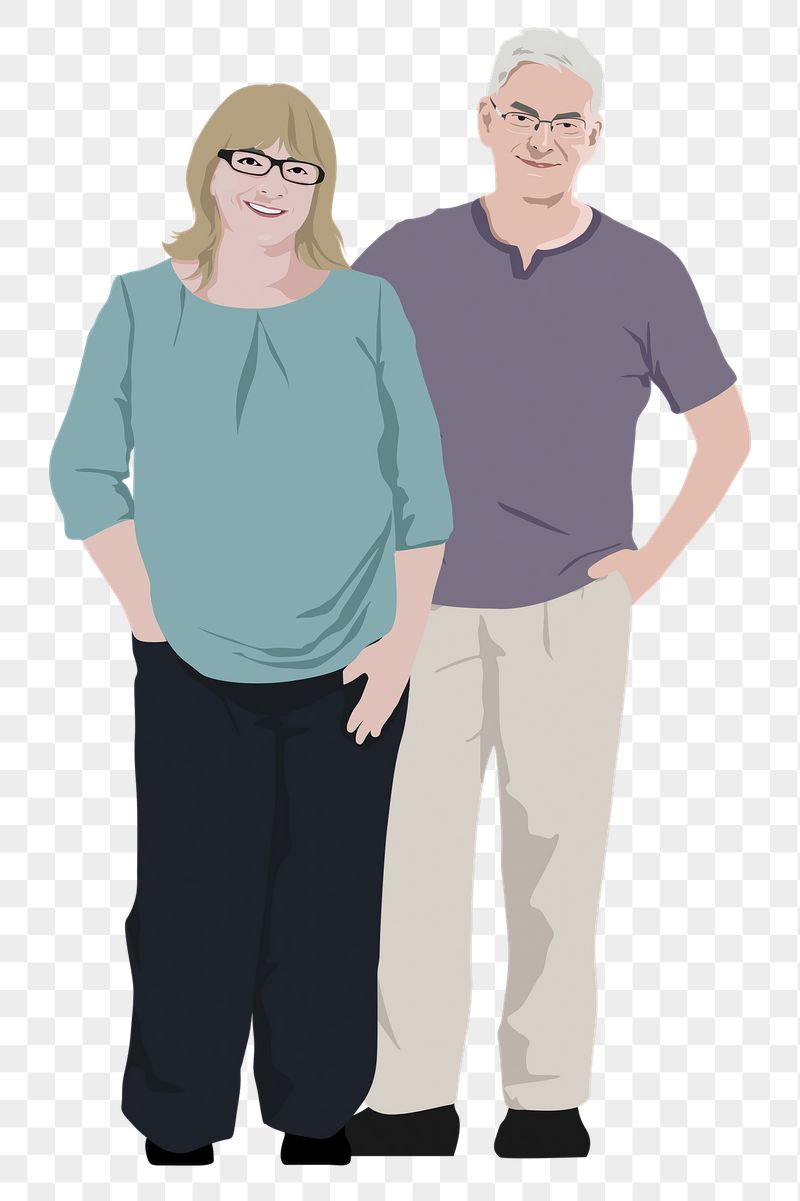 PNG senior couple sticker, standing | Free PNG - rawpixel