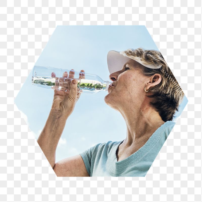 Png senior woman drinking water | Free PNG - rawpixel