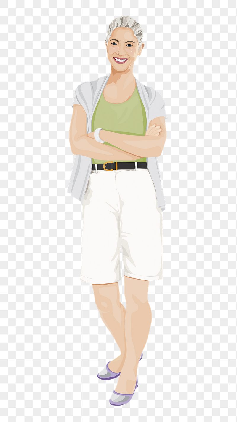 PNG senior woman sticker, standing | Free PNG - rawpixel