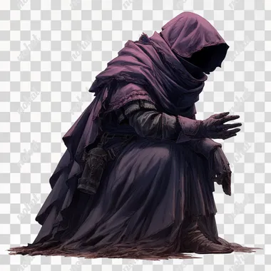 PNG Shadowy Cultist in Tattered Robes PNG Shadowy Cultist in Tattered Robes
