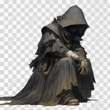 PNG Shadowy Cultist in Tattered Robes PNG Shadowy Cultist in Tattered Robes