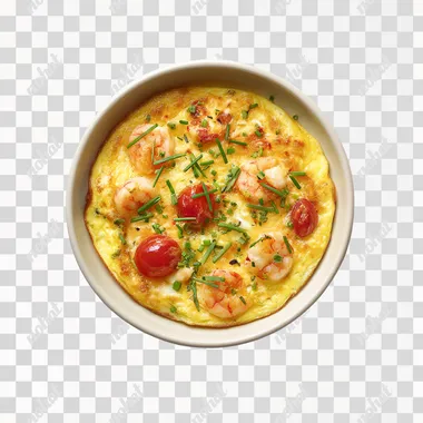 PNG Shrimp and Cheese Omelette on White Background PNG Shrimp and Cheese Omelette on White Background