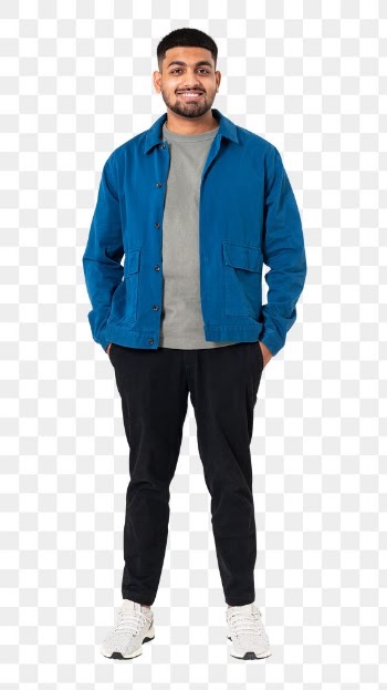 Png Smiling Indian man mockup in blue jacket… | Free stock illustration | High Resolution graphic