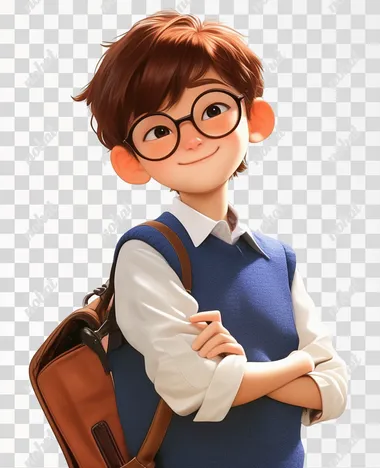 PNG Smiling Junior High School Boy in Pixar Style PNG Smiling Junior High School Boy in Pixar Style