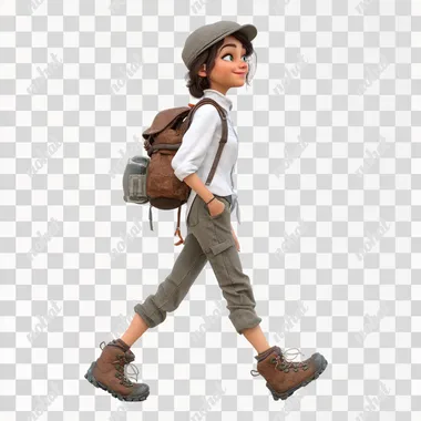 PNG Smiling Teenager with Backpack in Hiking Gear PNG Smiling Teenager with Backpack in Hiking Gear