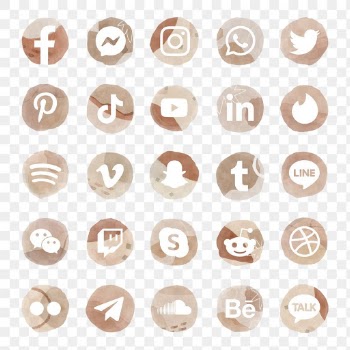 Png social media icon set in watercolor with… | Free stock illustration | High Resolution graphic