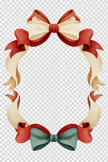 PNG Soft Ribbon Christmas Frame with Open Center