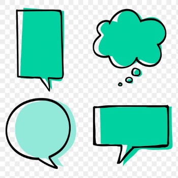 Png speech bubbles green with doodle art design set