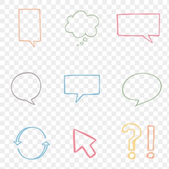 Png speech bubbles with doodle art design set