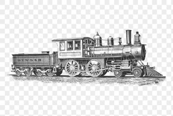 PNG steam locomotive, transportation clipart, | Free PNG Illustration - rawpixel