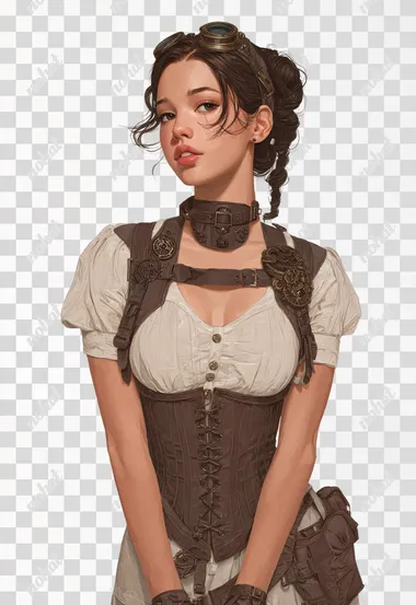 PNG Steampunk Dystopian Young Woman Character PNG Steampunk Dystopian Young Woman Character