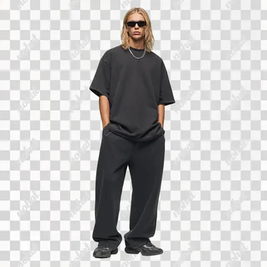 PNG Stylish Male Model in Casual Streetwear PNG Stylish Male Model in Casual Streetwear