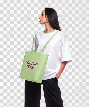 PNG Stylish Minimalistic Oversized T-Shirt with Shopper Bag PNG Stylish Minimalistic Oversized T-Shirt with Shopper Bag