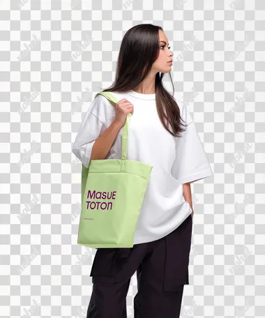 PNG Stylish Minimalistic Oversized T-Shirt with Shopper Bag PNG Stylish Minimalistic Oversized T-Shirt with Shopper Bag