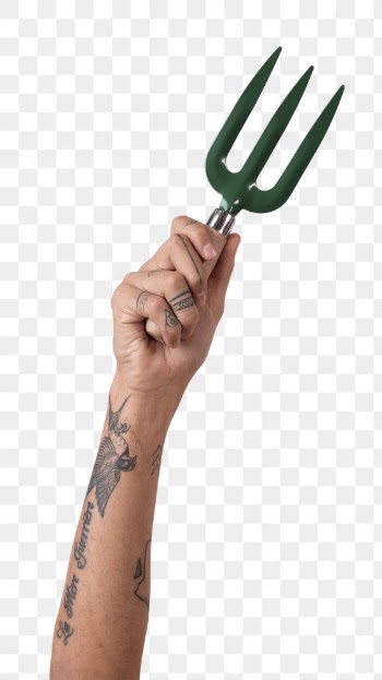 Png tattooed arm mockup holding hand fork… | Free stock illustration | High Resolution graphic