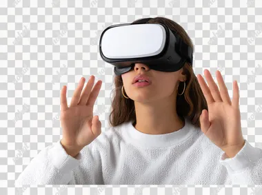 PNG Teenager Engaged in Virtual Reality Experience PNG Teenager Engaged in Virtual Reality Experience