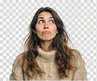 PNG Thoughtful Brazilian Woman in Beige Sweater