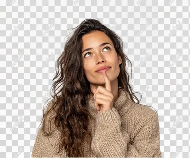 PNG Thoughtful Brazilian Woman in Beige Sweater