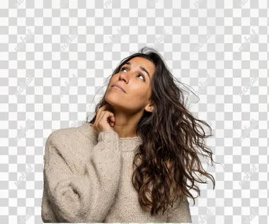 PNG Thoughtful Brazilian Woman in Studio