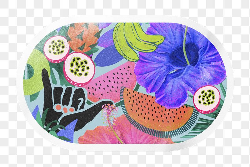 PNG tropical summer illustration sticker, | Free PNG - rawpixel