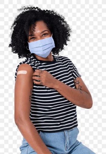 Png Vaccinated African woman presenting… | Free stock illustration | High Resolution graphic