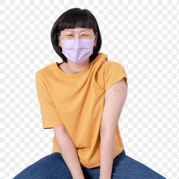 Png Vaccinated Asian woman mockup presenting… | Free stock illustration | High Resolution graphic