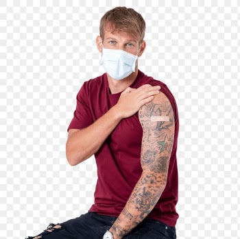 Png Vaccinated European man mockup presenting… | Free stock illustration | High Resolution graphic