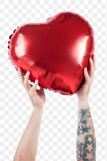Png Valentines heart balloon mockup held by a… | Free stock illustration | High Resolution graphic