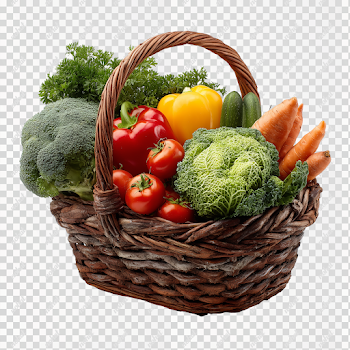 PNG Vegetable Basket Isolated on White Background