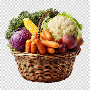 PNG Vegetable Basket Isolated on White Background