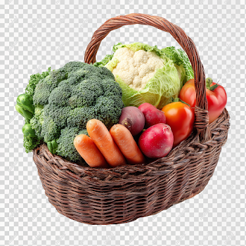 PNG Vegetable Basket on White Background