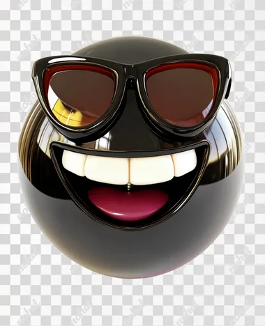 PNG Vibrant 8-Ball Mascot with Retro Glasses PNG Vibrant 8-Ball Mascot with Retro Glasses