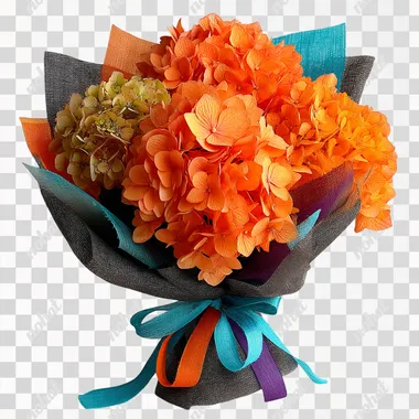 PNG Vibrant Orange Hydrangea Bouquet in DreamWorks Style PNG Vibrant Orange Hydrangea Bouquet in DreamWorks Style