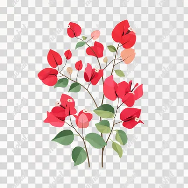 PNG Vibrant Red Bougainvillea Vector Illustration