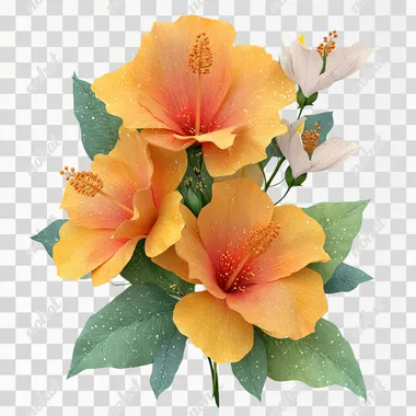 PNG Vibrant Terracotta and Yellow Hibiscus Bouquet with Heliconia PNG Vibrant Terracotta and Yellow Hibiscus Bouquet with Heliconia