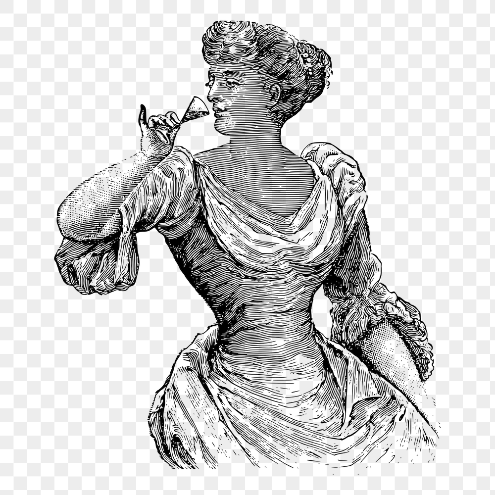 Png Victorian woman drinking sticker, | Free PNG - rawpixel