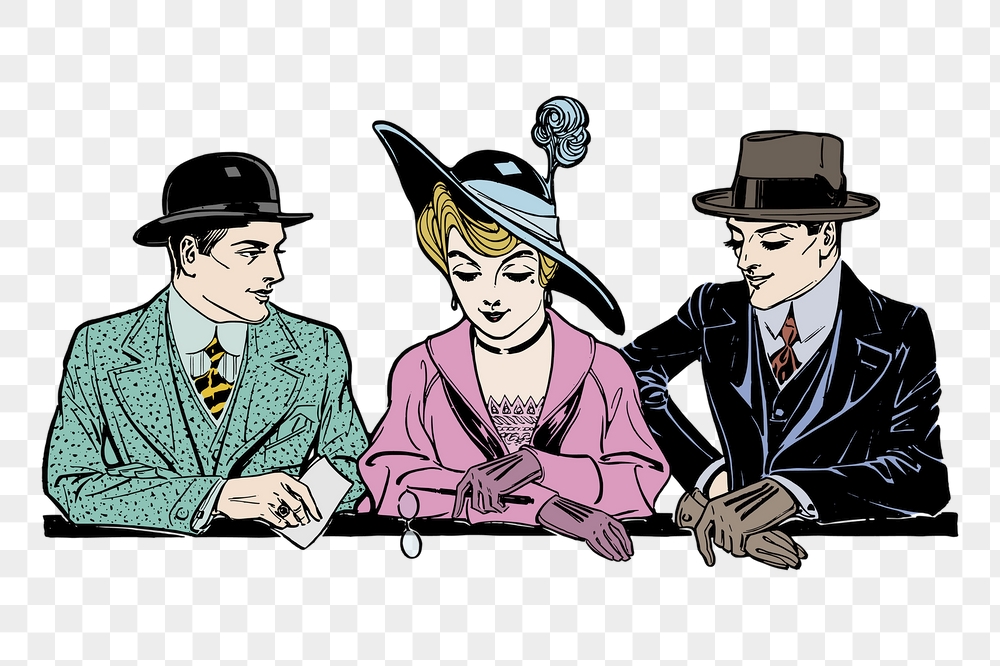 Png vintage gentlemen with a woman | Free PNG - rawpixel