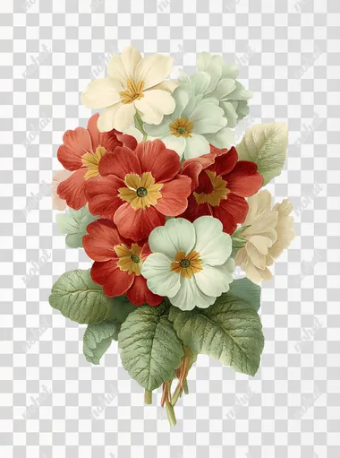 PNG Vintage Primrose Cluster Illustration PNG Vintage Primrose Cluster Illustration