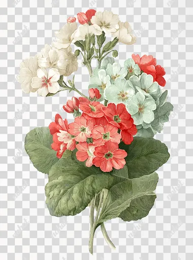 PNG Vintage Primrose Cluster Illustration PNG Vintage Primrose Cluster Illustration